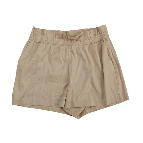 Express NWT linen blend‎ women's large khaki shorts elastic waist - Picture 1 of 4
